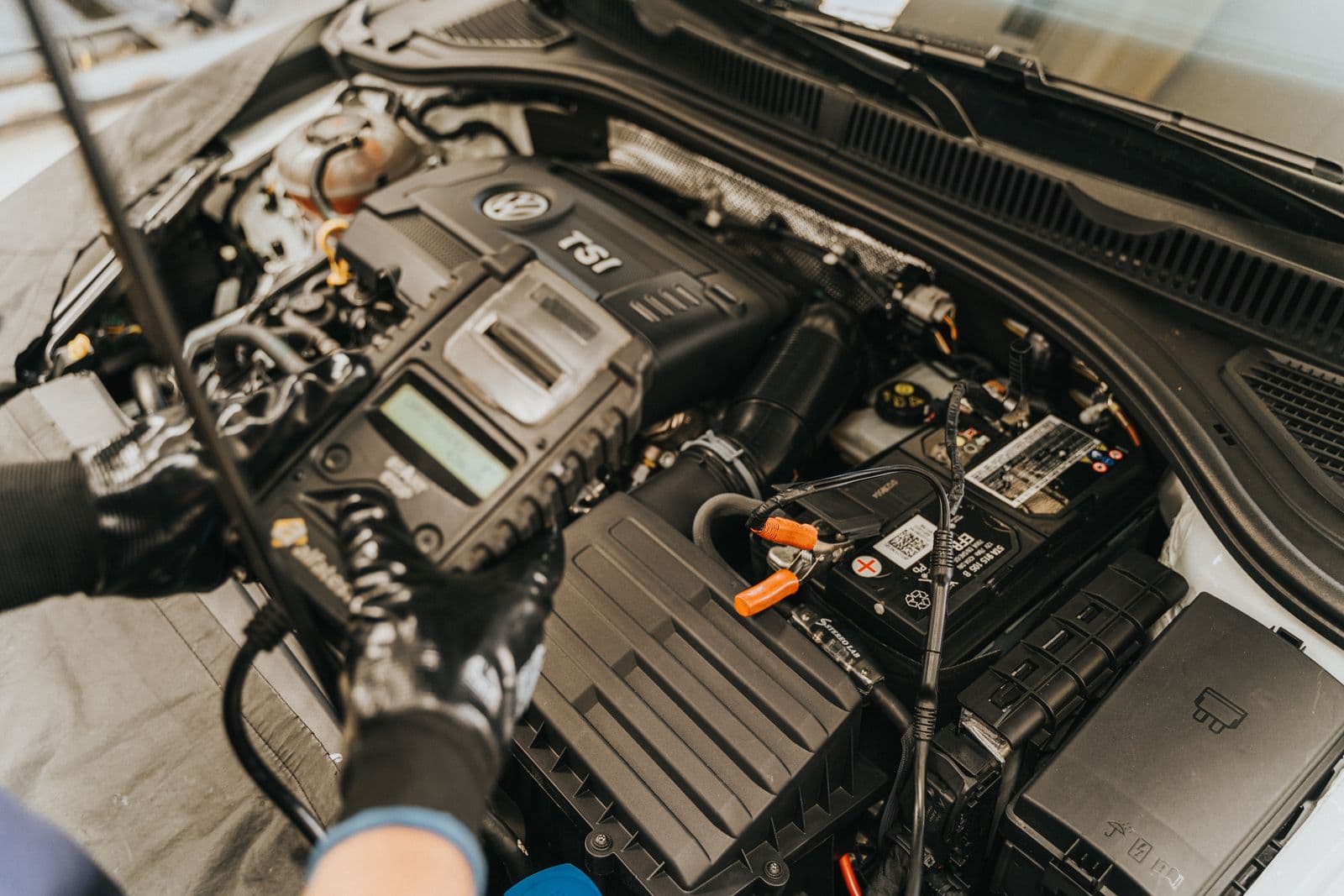 Running computer diagnostics on a car