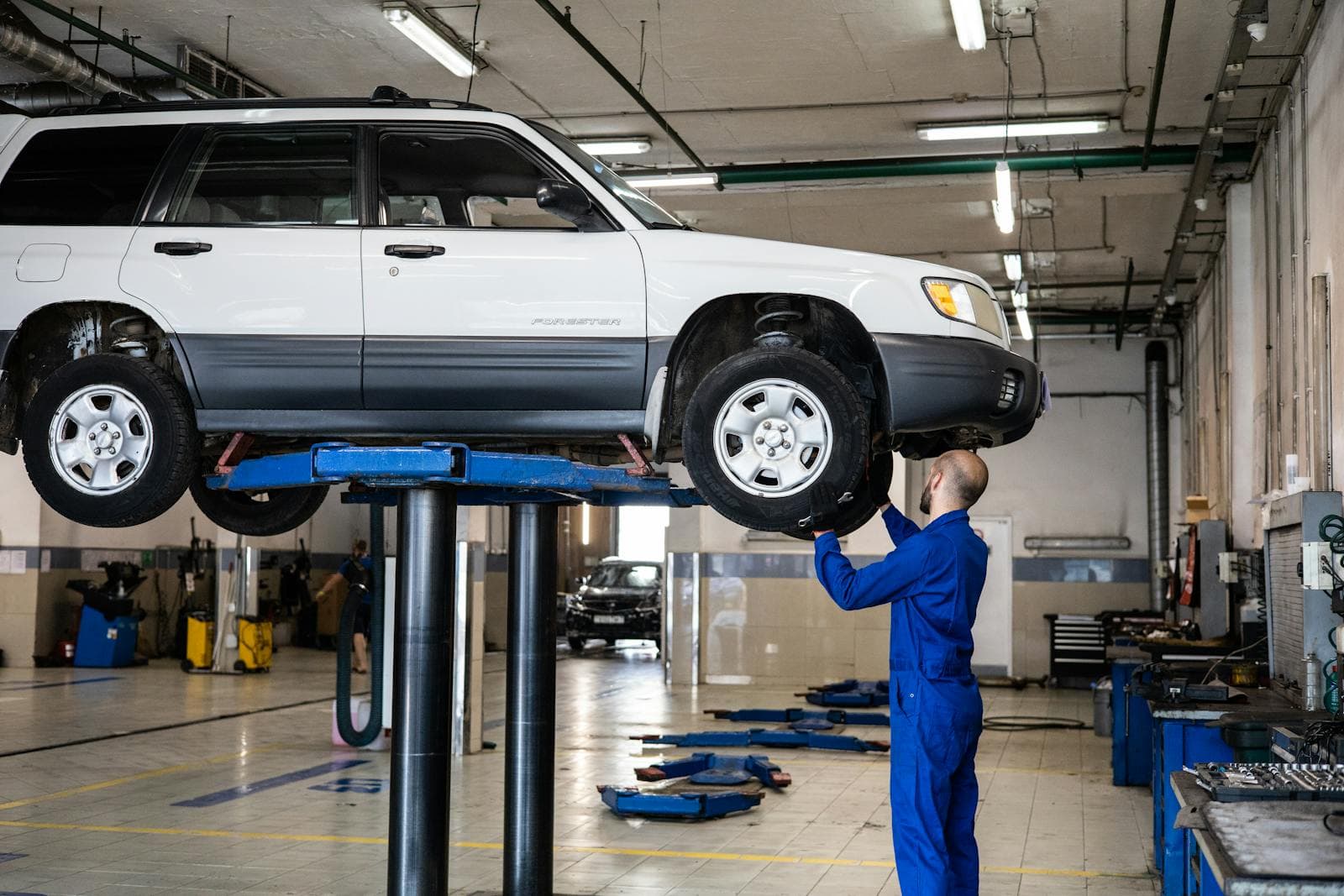 Thorough vehicle safety inspection in progress